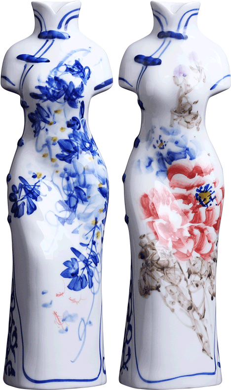Hand Painted Ceramic Blue And White Porcelain Cheongsam - Blue And White Porcelain (800x800), Png Download