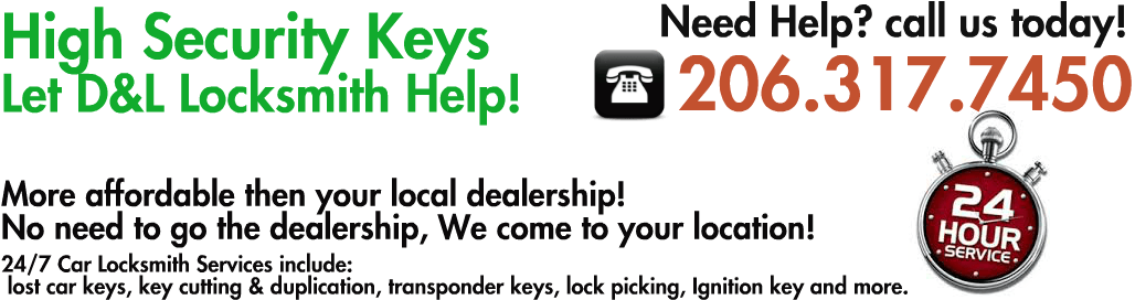 High Security Car Keys Replacment Seattle Washington - 24 Hour Service (1050x300), Png Download