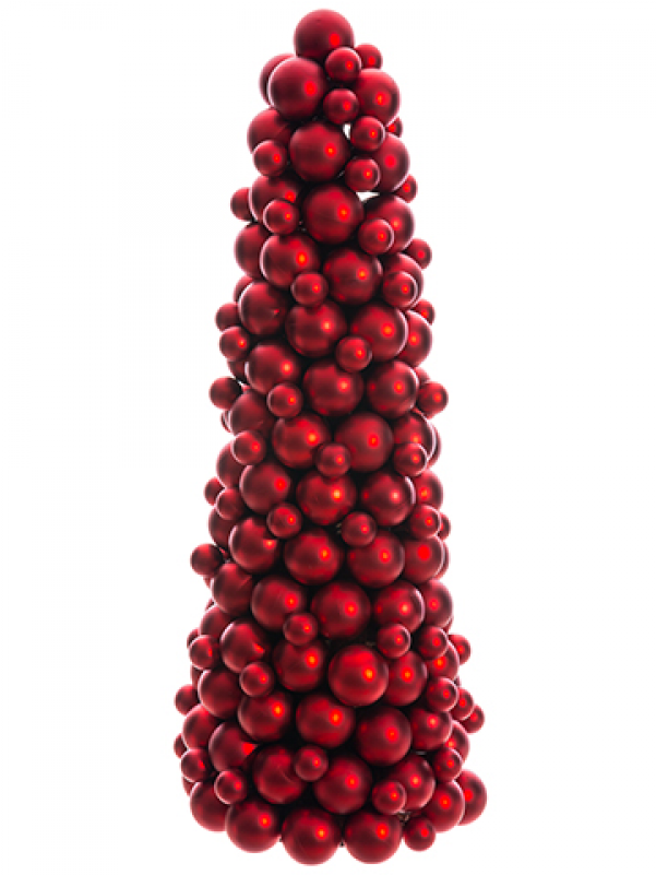 36" Ornament Ball Cone Topiary Red - Cranberry (800x800), Png Download