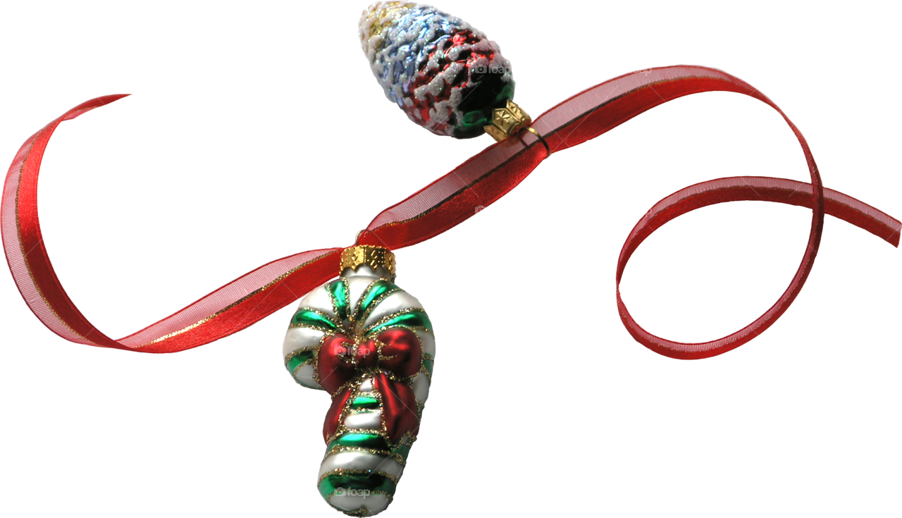 A Bright Red Ribbon With Ornaments Make A Cheerful - Bell (1280x735), Png Download