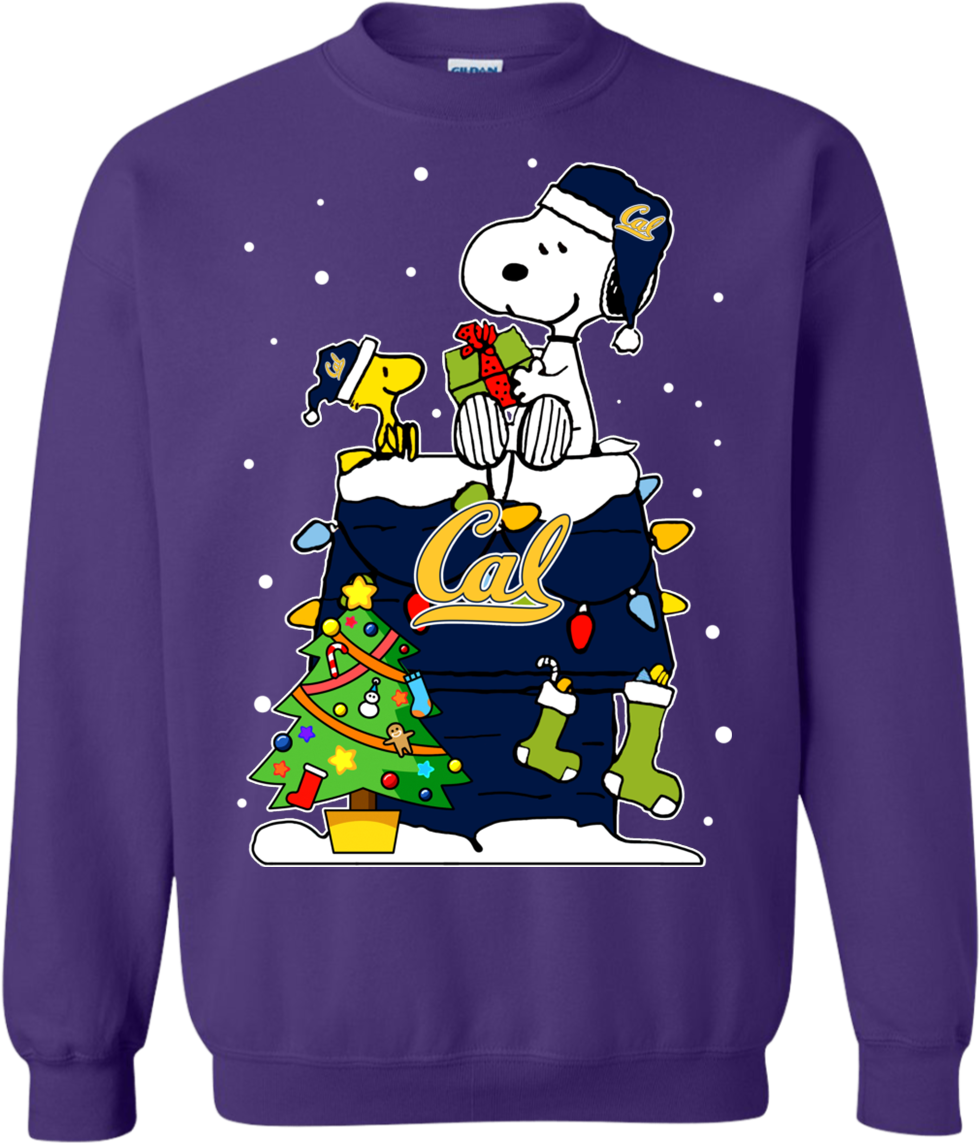 California Golden Bears Ugly Christmas Sweaters - Snoopy And Woodstock Christmas (1155x1155), Png Download