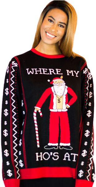 Santa's Ho's Ugly Christmas Sweater Unisex - Sweater (600x600), Png Download