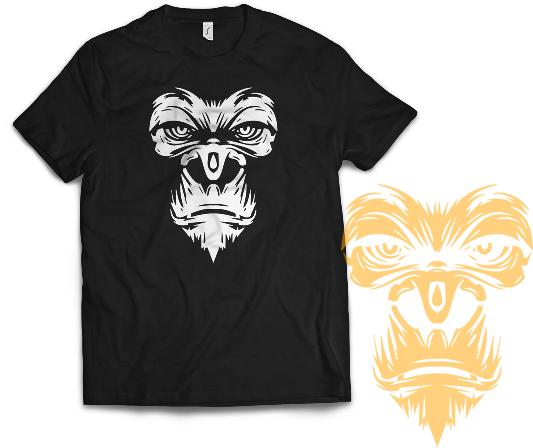 Gorilla Face Front T-shirt - Koszulka New Retro Wave (1280x960), Png Download