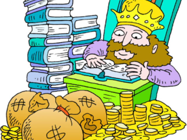 Throne Clipart Rich King - King And Money Cartoon (640x480), Png Download