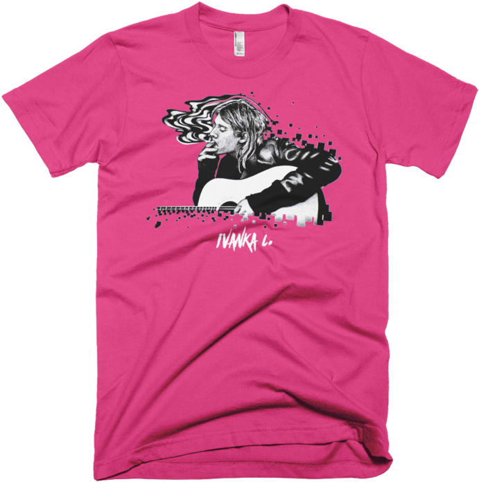 Kurt Cobain Smoking Unisex Graphic Crew T-shirt - T-shirt (740x740), Png Download