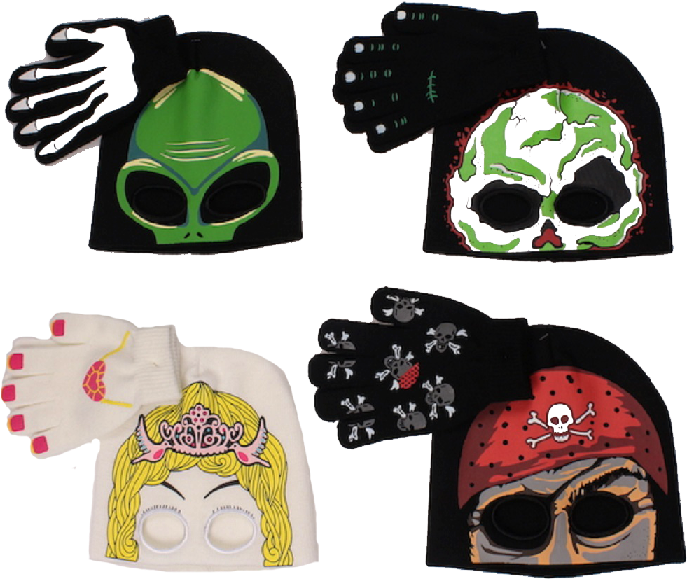 Big Kids Glow In The Dark Costume Mask Hat & Glove - Mask (1000x844), Png Download