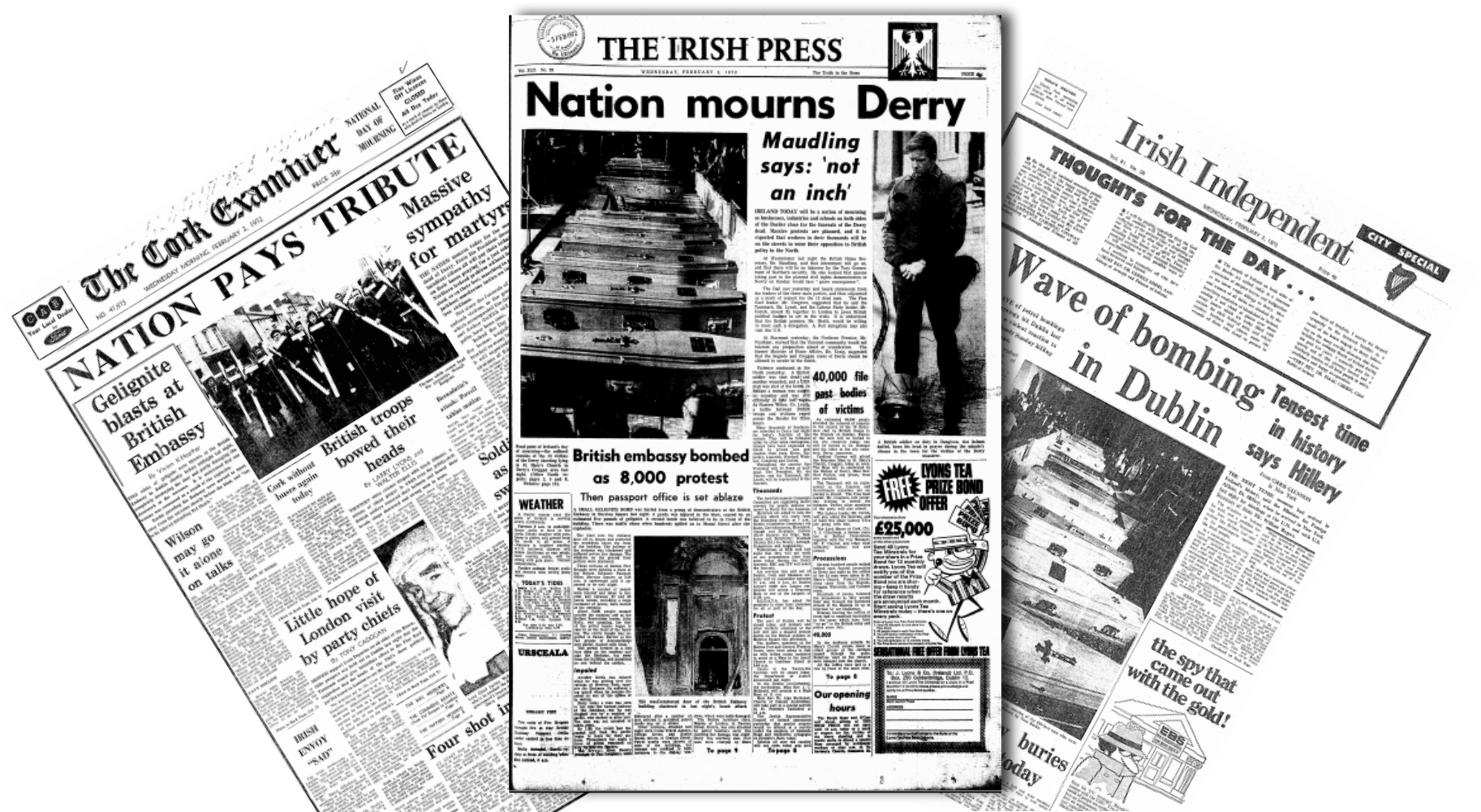 Irish Papers 02 February 1972 British Embassy Burns - Newspaper (2100x1000), Png Download