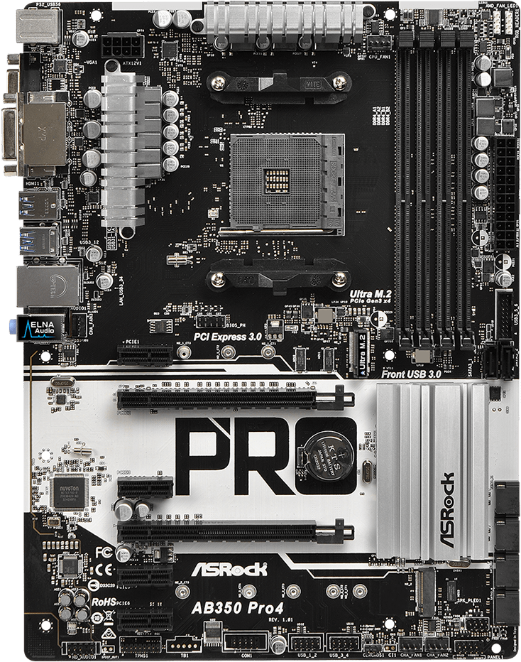 Motherboard Am4 Atx Ddr4 Ab350 Pro4 Asrock - Asrock Ab350 Pro 4 (1200x1000), Png Download