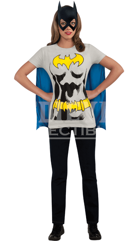 Adult Batgirl Cape T Shirt With Mask - Vestido Batgirl (850x850), Png Download
