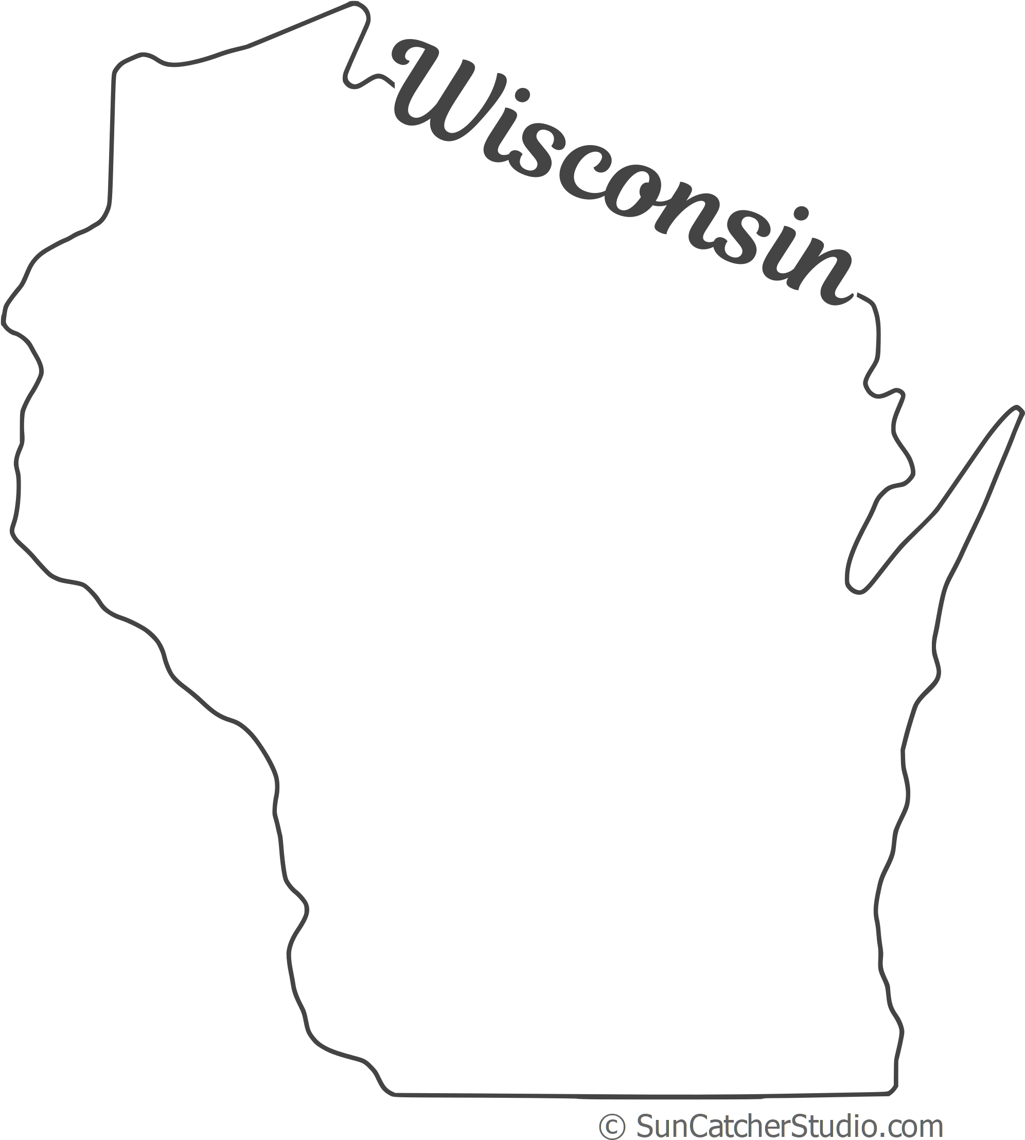 Free Wisconsin Outline With State Name On Border, Cricut - Line Art (2077x2300), Png Download