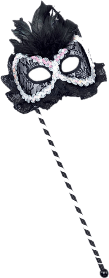 Masquerade Mask With Stick - Mask On Stick Png (600x951), Png Download