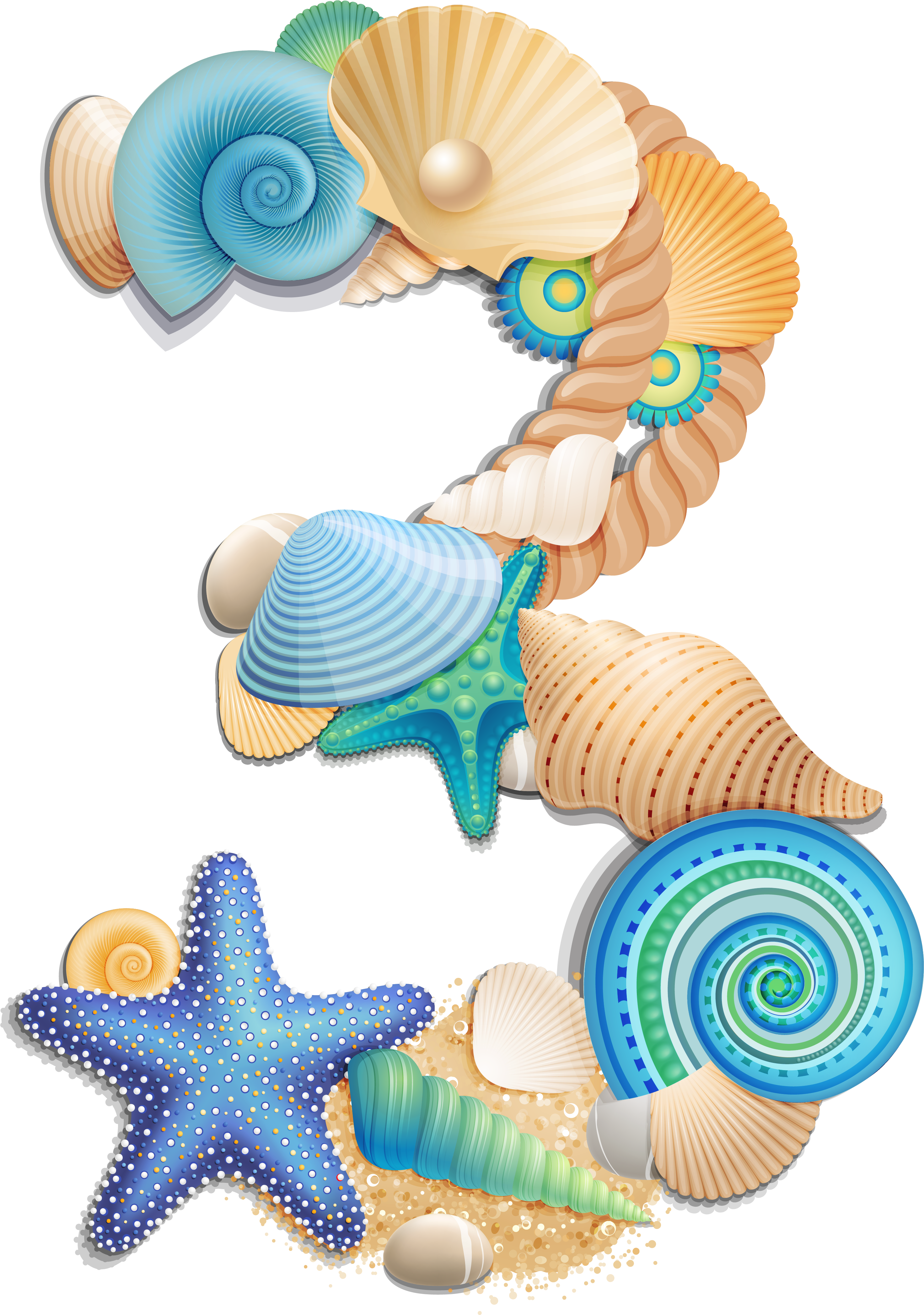 Transparent Number Three Sea Style Png Clipart Picture - Hartelijk Gefeliciteerd 32 Jaar (3370x4250), Png Download
