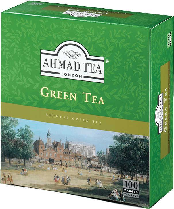 100 Tagged Teabags - Ahmad Tea Pure Green Tea (800x912), Png Download