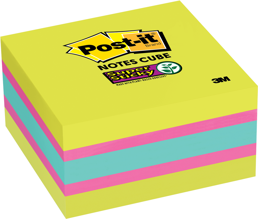 Post-it Super Stickey Notes Cube 3" X 3" 360 Sheets - Bright Post It Notes (850x850), Png Download