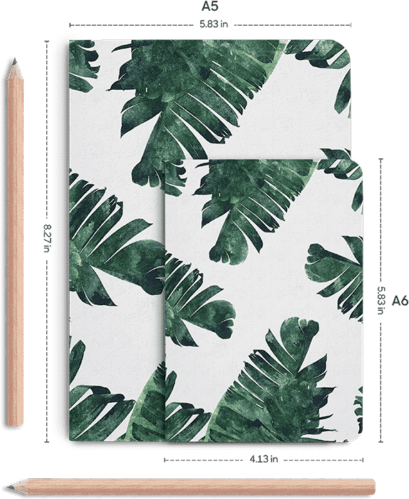 Dailyobjects Banana Leaf Watercolour A5 Notebook Plain - Banana Leaf Watercolor (600x700), Png Download