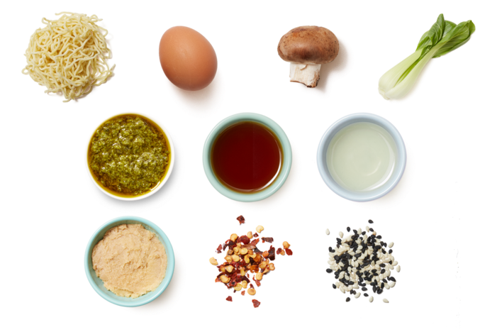 Cilantro Miso Noodles With Soft Boiled Eggs & Sesame - Natural Foods (700x477), Png Download