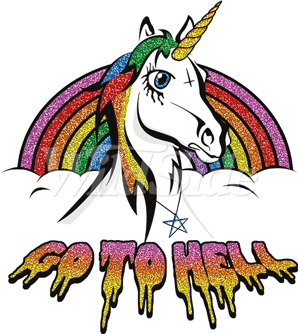 Go To Hell Satanic Unicorn - Horse Head Silhouette (675x675), Png Download