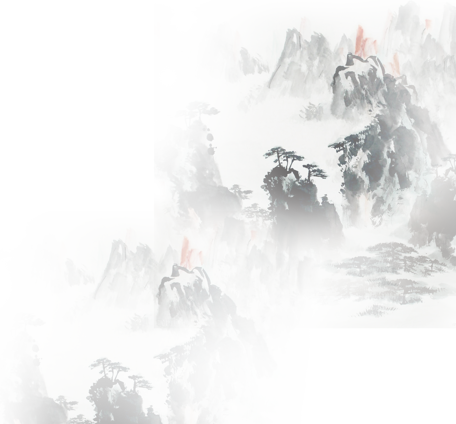 Mountain Feng Chinese Of Chinoiserie Effect Painting - 山水畫 Png (1884x1750), Png Download