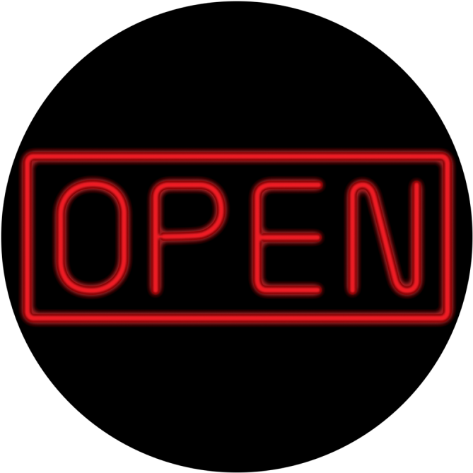 Open Neon Sign - Circle (800x800), Png Download