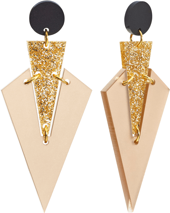 Art Deco Drops Nude And Glitter - Earrings (1000x1000), Png Download