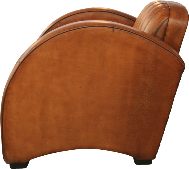 Art Deco Round Arm Chair In Distressed Leather - Chair (800x800), Png Download