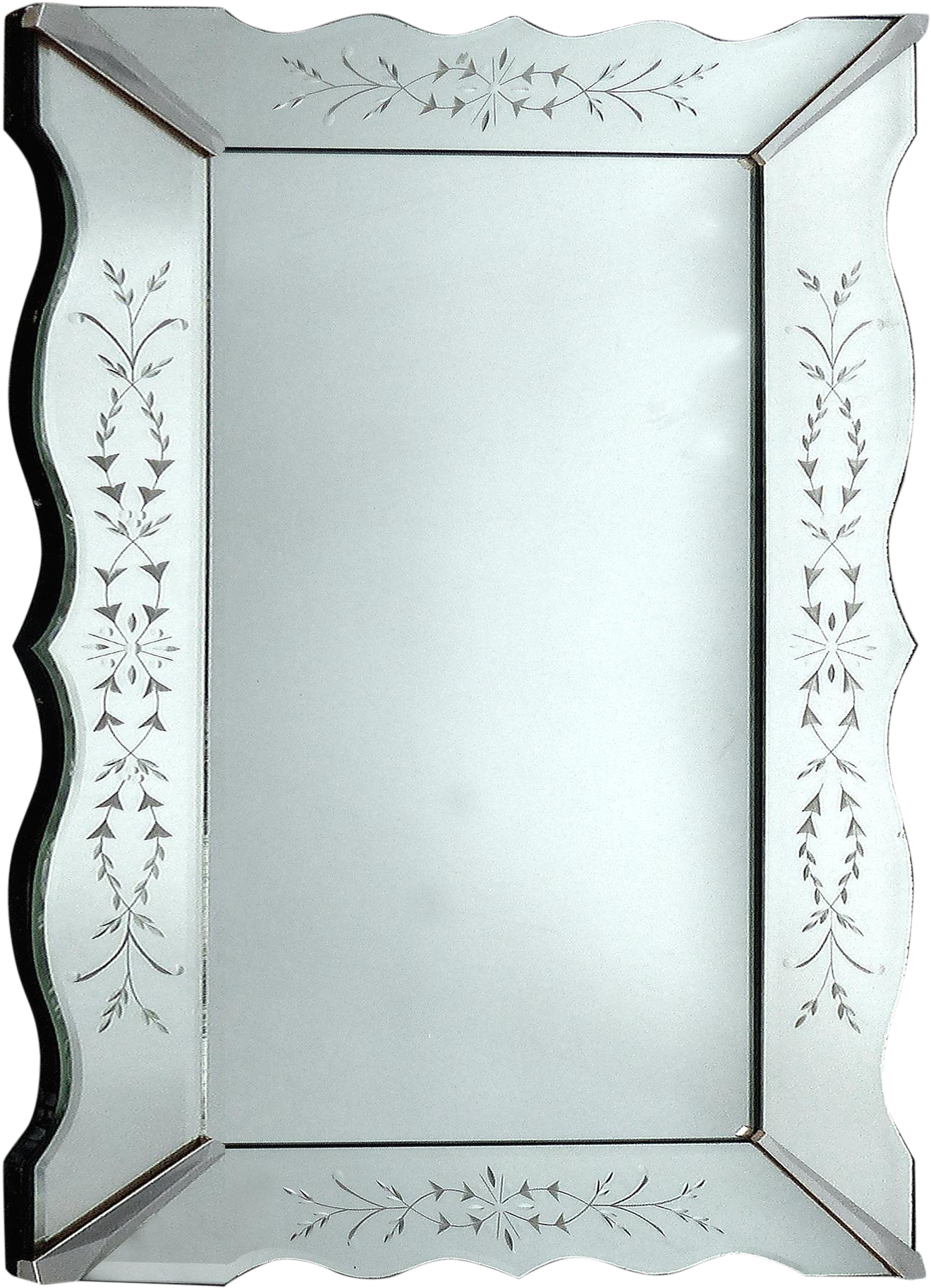 1940's Art Deco Etched & Scalloped Mirror - Paper (1466x2028), Png Download