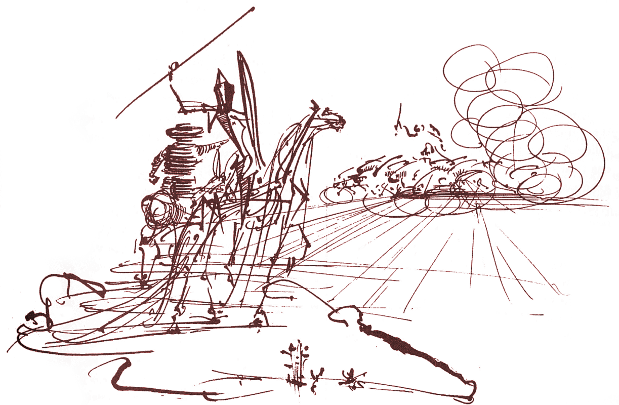 Quixote Against Dystopia - Salvador Dali Art Transparent Png (1223x800), Png Download