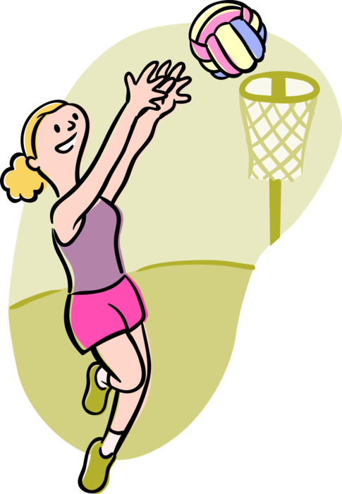 Vector Illustration Of Sport Of Basketball Game Player - Netball Player (485x700), Png Download