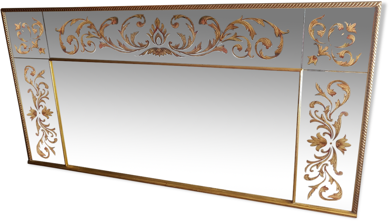 Mirror Style Venetian Golden Wood 200x100cm - Mirror (1457x1457), Png Download