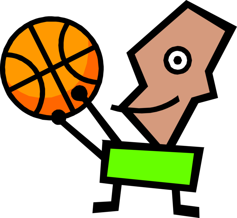 Vector Illustration Of Modern Art Kid Plays Basketball - Palla Da Basket Punto Croce (763x700), Png Download