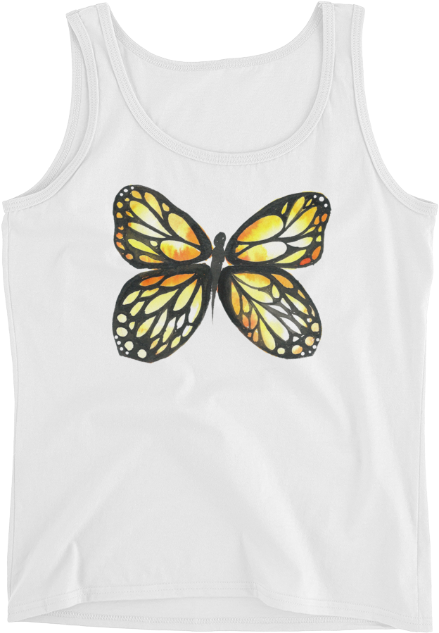 Black & Yellow Butterfly Ladies - Active Tank (1000x1000), Png Download