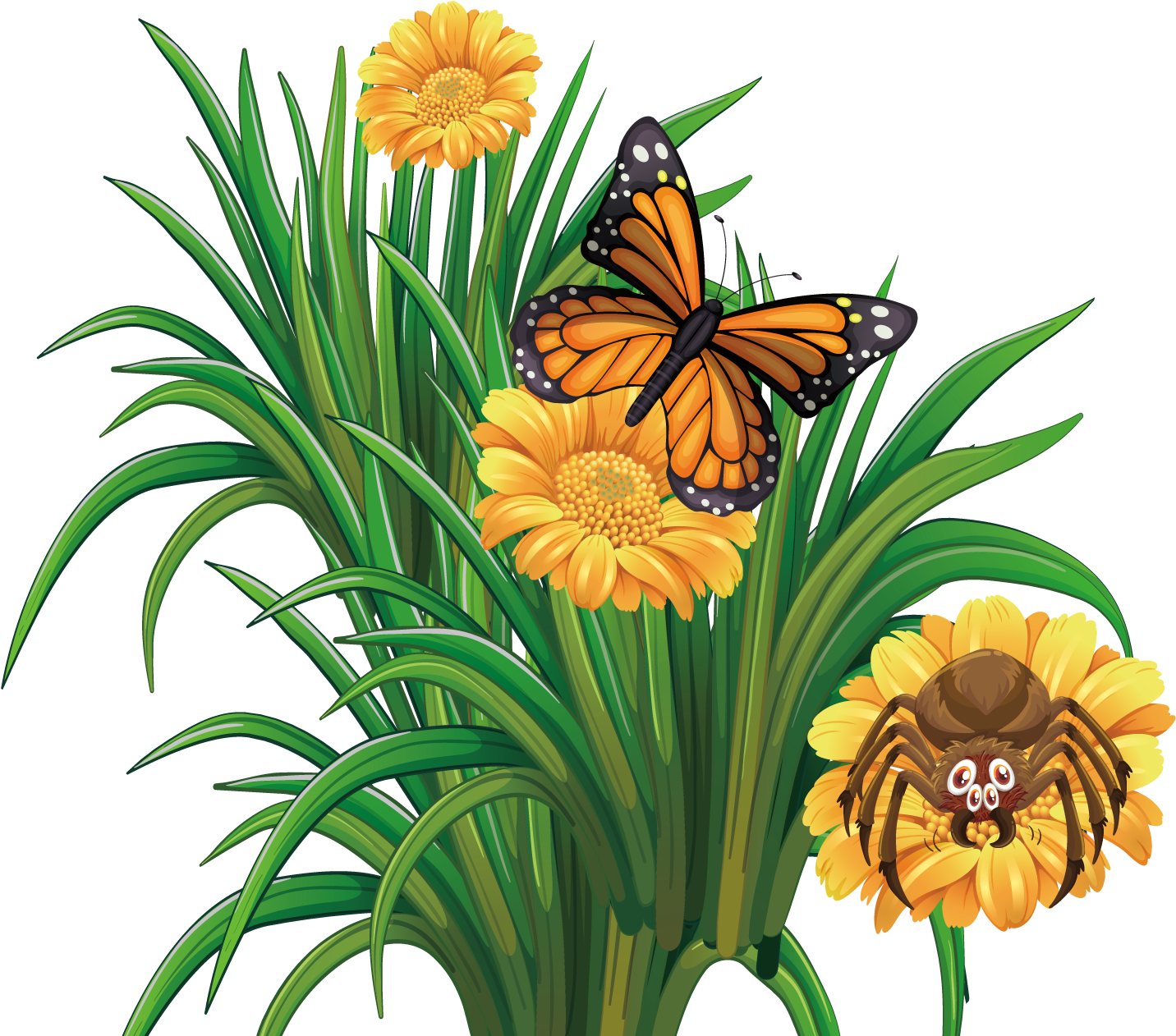 Butterfly And Flower Clipart - Summer Flower Flowers With Butterflies Clipart (1500x1500), Png Download