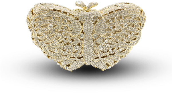 Golden Butterfly Front View (600x600), Png Download