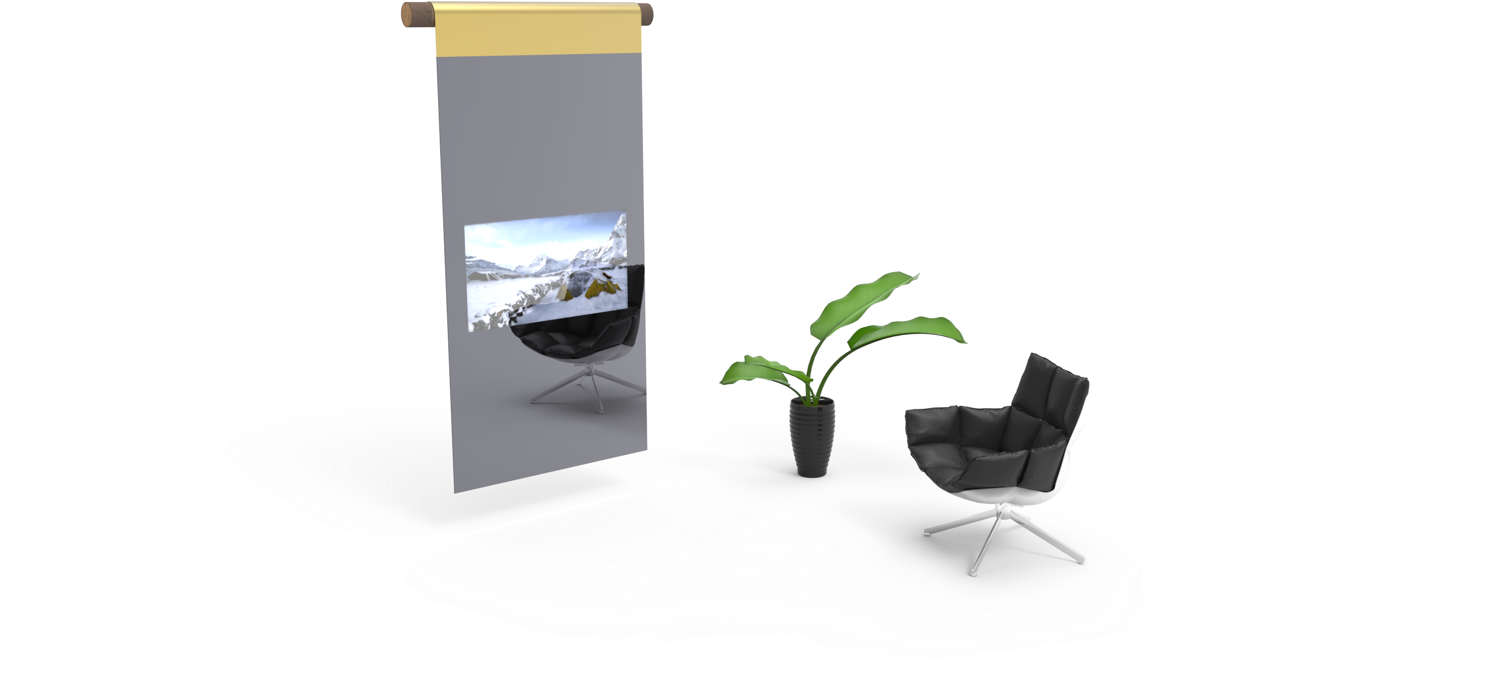 Hanging Tree Mirror Screen - Chair (3000x1500), Png Download