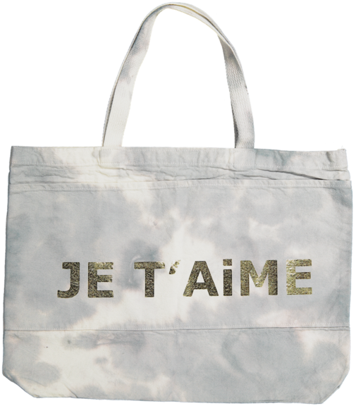 Je T'aime Bag With Pockets In Gray With Gold Foil Atelier - Tote Bag (600x600), Png Download
