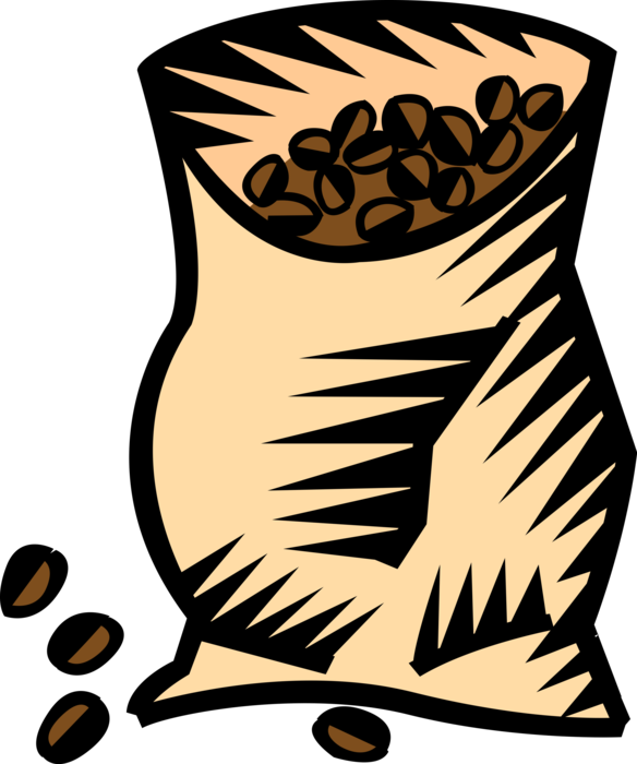 Vector Illustration Of Bag Of Coffee Bean Seed Of The - Saco De Café Png (584x700), Png Download