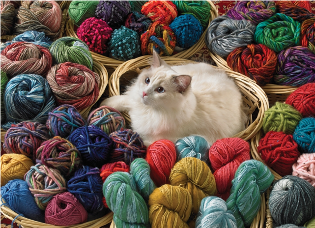 Fur Ball - Cat With Yarn (640x640), Png Download