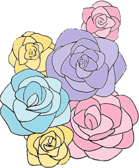 Download Image - Pastel Roses Drawing (500x666), Png Download