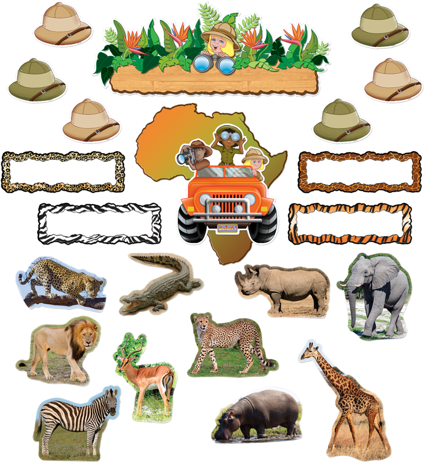Tcr5221 Safari Bulletin Board Display Set Image - Animal Figure (900x900), Png Download