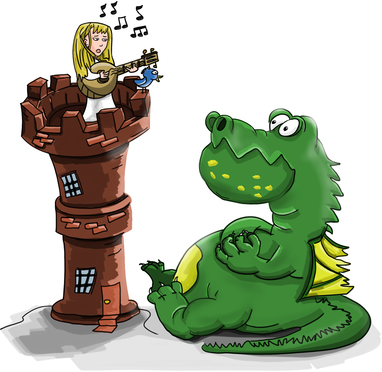 Sing A - Dibujo De Un Dragon Tocando El Banjo (1280x1280), Png Download