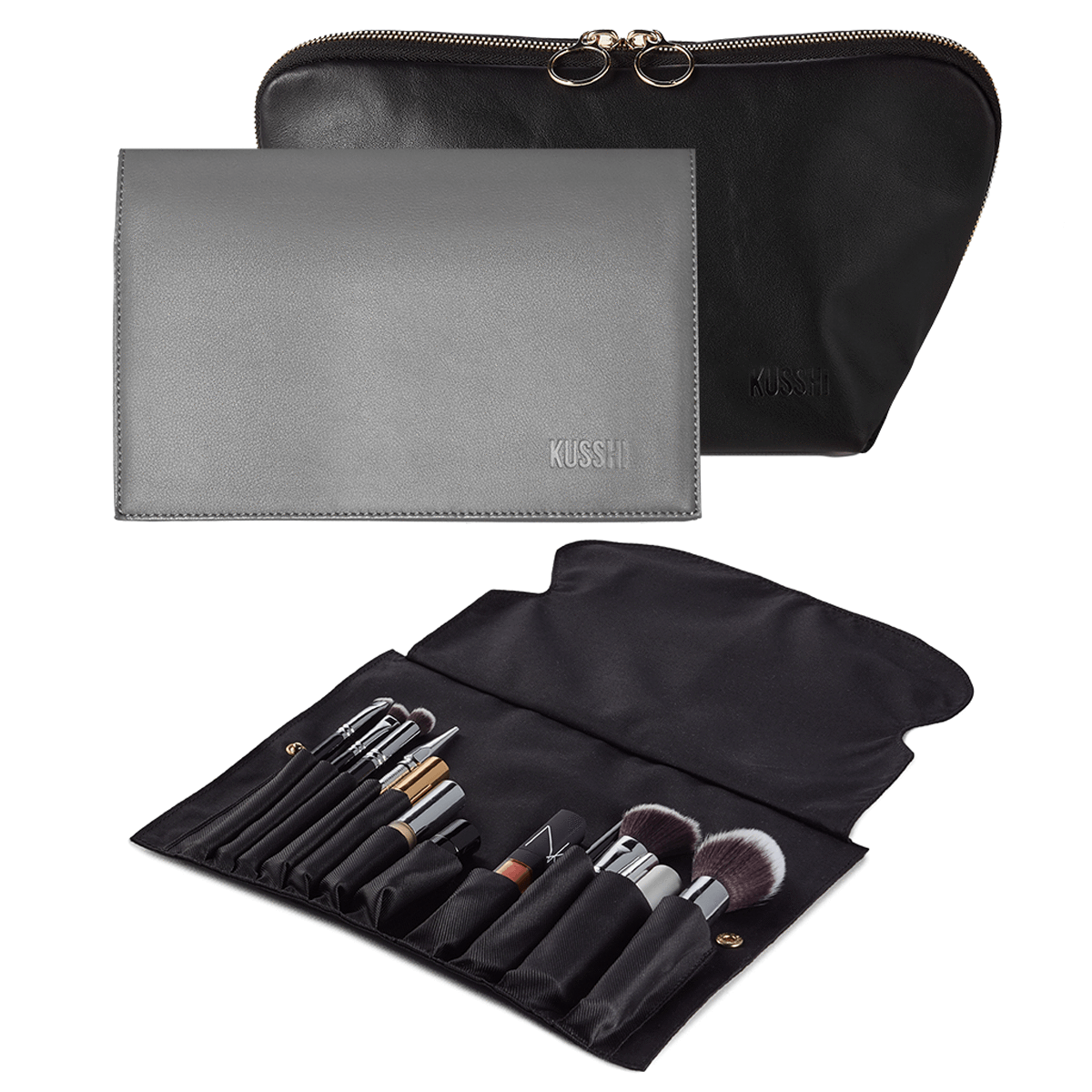 Luxurious Black Leather Grey Leather - Bag (1200x1200), Png Download