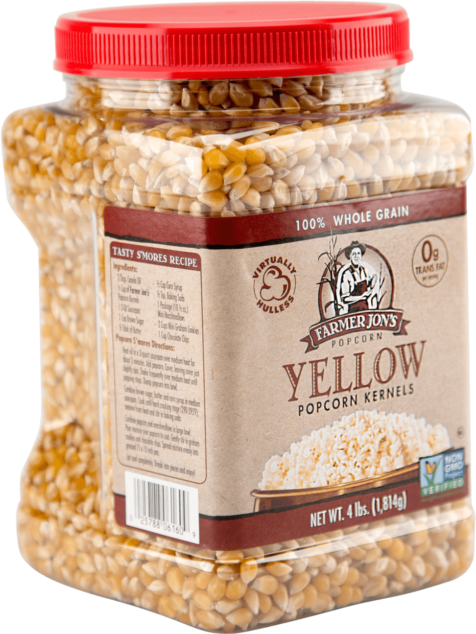 Farmer Jon's Virtually Hulless Yellow Popcorn Kernels - Popcorn Kernel Bulk (1400x1400), Png Download