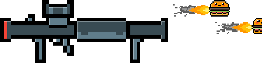 Burger Rocket Launcher - Rocket Launcher Pixel Art (900x400), Png Download