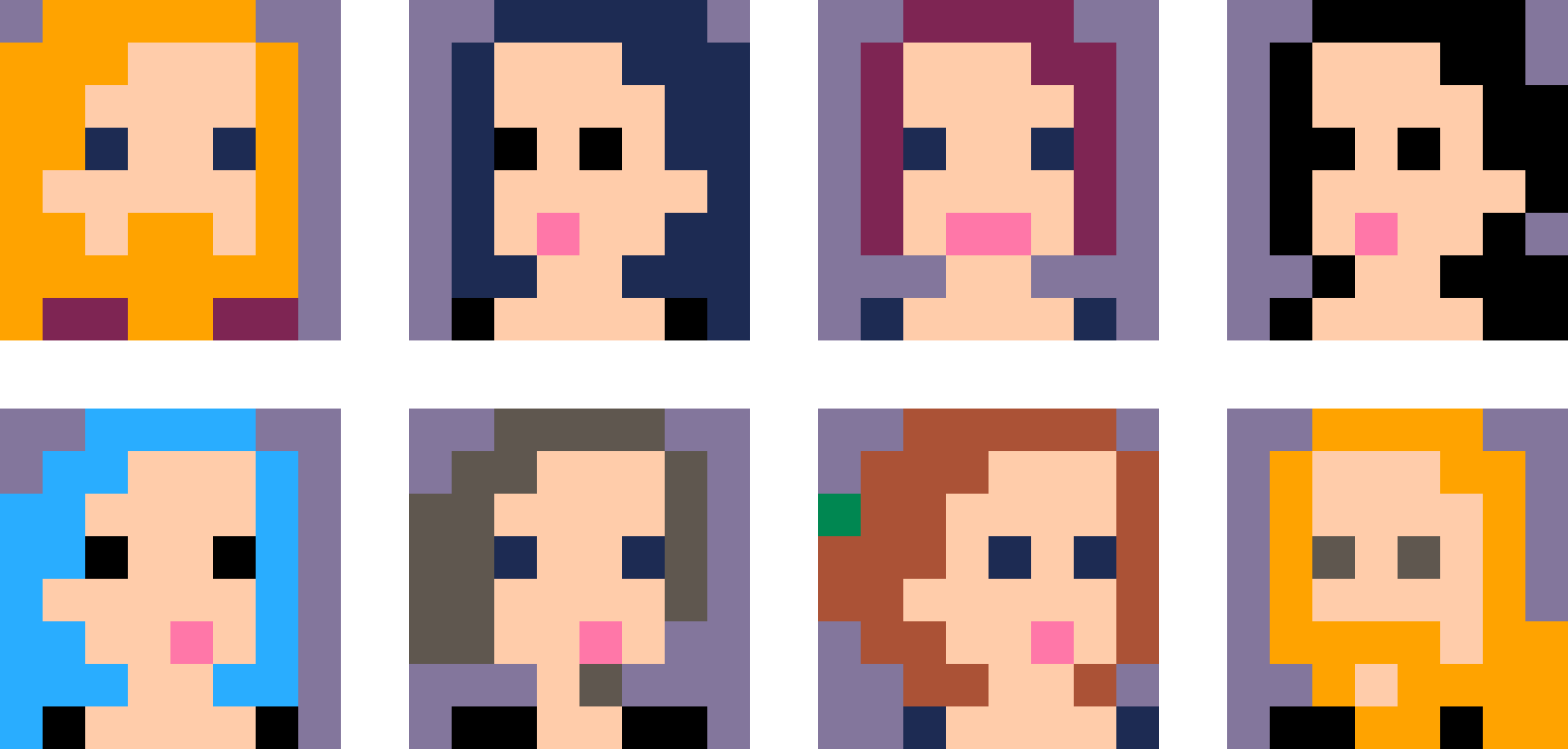 Pixel Art Portraits Of Myself And Some Other People - Illustration (1840x880), Png Download