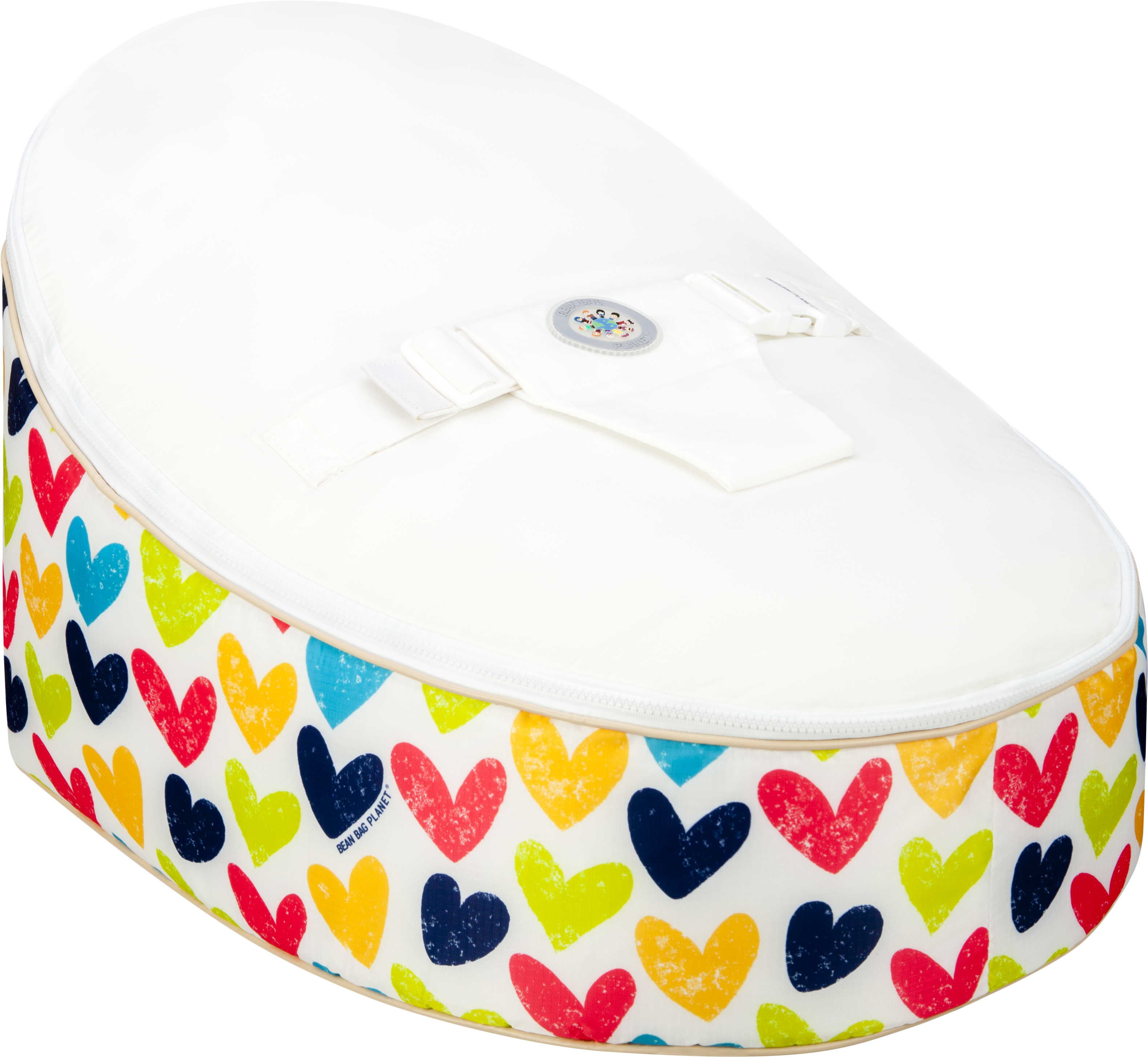 White Hearts Baby Bean Bag By Bean Bag Planet - Plumbing Fixture (3623x3159), Png Download