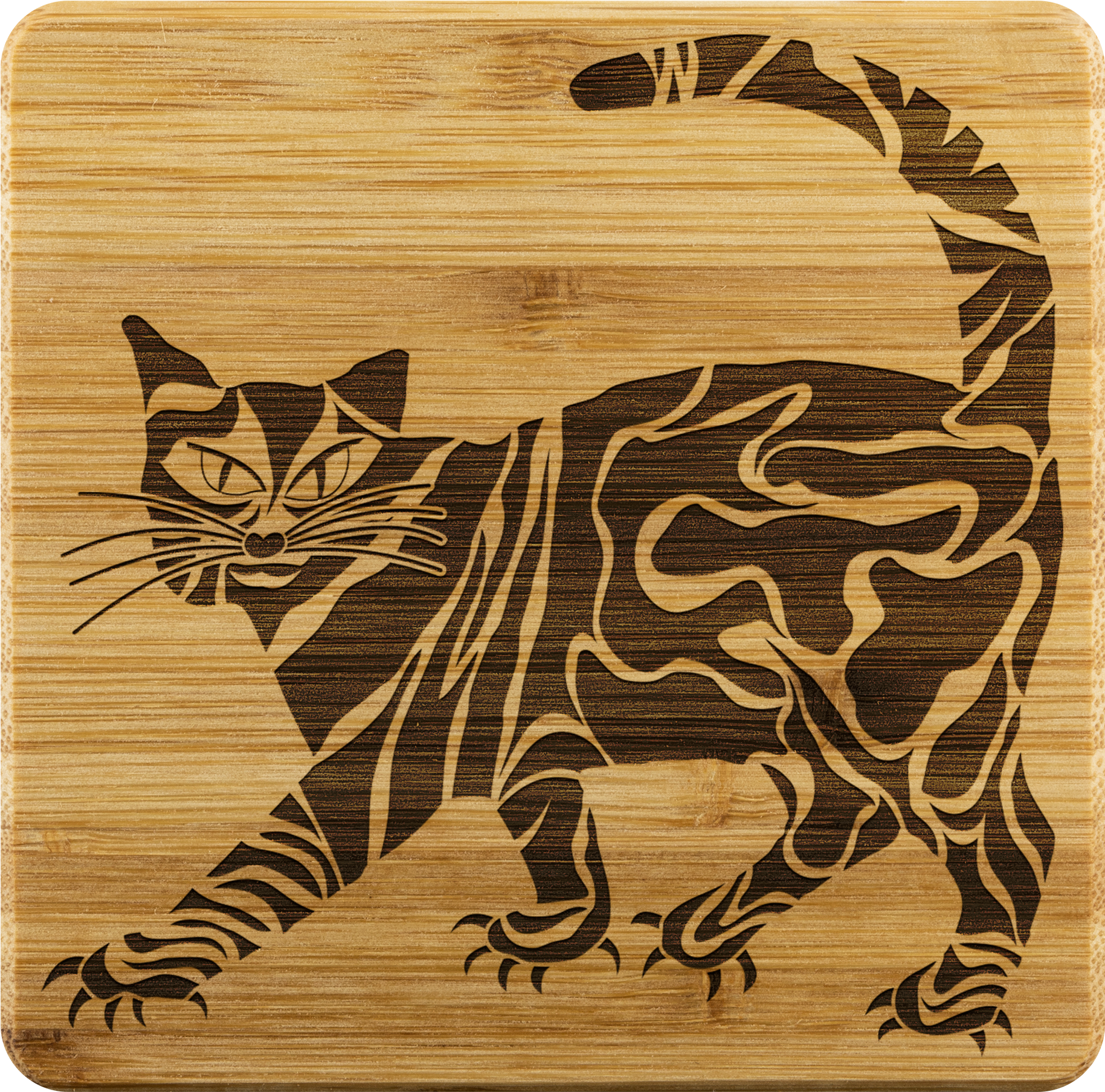 Cool Cat On Coaster Set 4 Pc Gift - Cat (2000x2000), Png Download