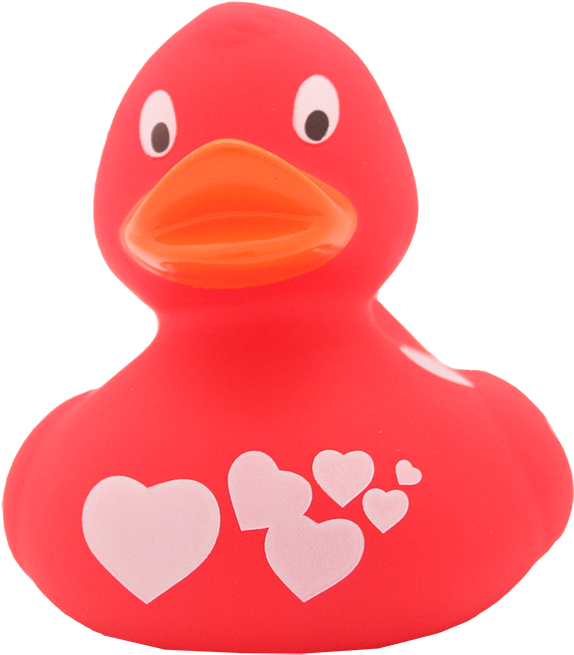 Red Rubber Duck With White Hearts By Lilalu - Rubber Ducky (800x800), Png Download