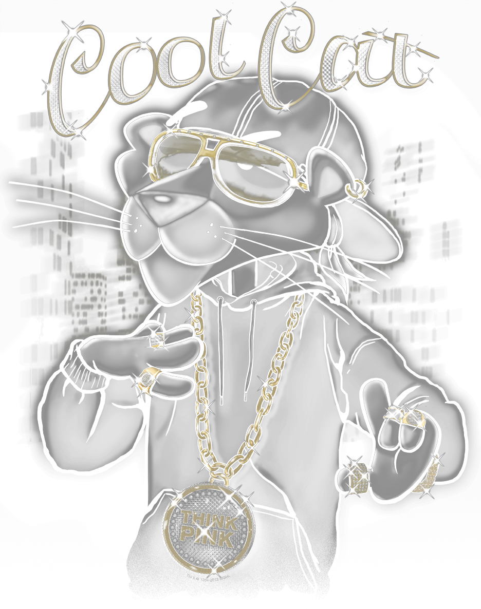 Pink Panther Cool Cat Men's Ringer T-shirt - Chain (936x1186), Png Download