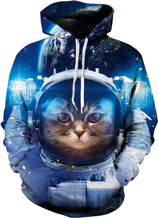 Cool Cat Unisex Hoodie - Astronaut In Outer Space Psd (800x800), Png Download