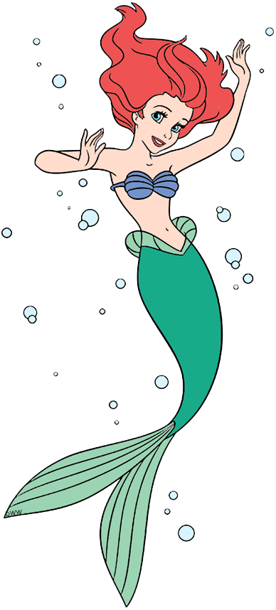 Ariel Singing Ariel Surrounded By Bubbles - Mermaid (388x858), Png Download
